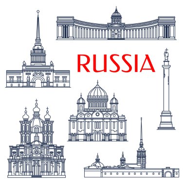 Rus mimari konumlar ince çizgi simgeler