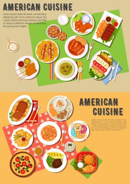 Amerikan barbekü akşam yemeği renkli düz simgesi