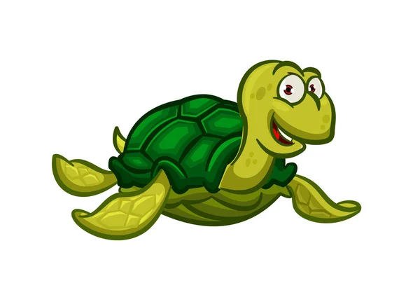 Cartoon zwemmen zeeschildpad karakter — Stockvector