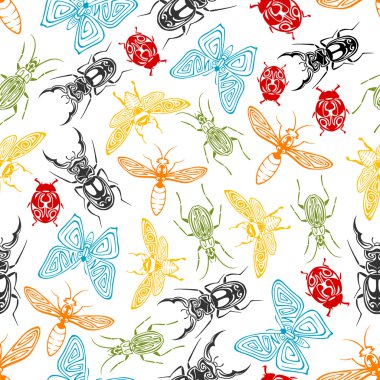 Kabile böcekleri dikişsiz desen arka plan