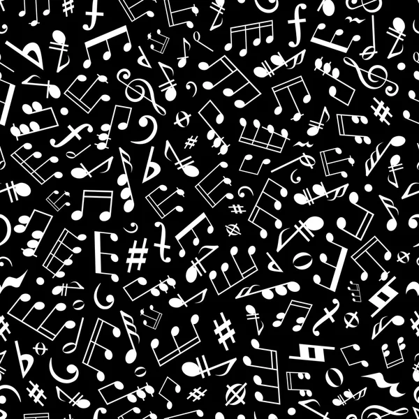 Notación musical en blanco y negro patrón sin costuras — Vector de stock