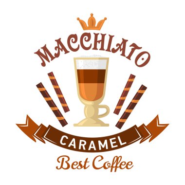 Karamel macchiato ile kahve içecekleri menü tasarımı