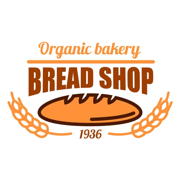 Vintage organic bakery shop icon with bread loaf — Stockový vektor