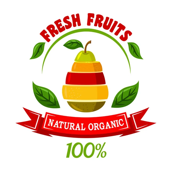 Ebmblem med päron och frukter skivor — Stock vektor