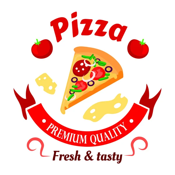 Icono de pizza premium para diseño de menú de pizzería — Archivo Imágenes Vectoriales