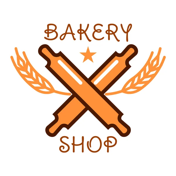 Bakery shop distintivo retrò con perni di laminazione incrociati — Vettoriale Stock