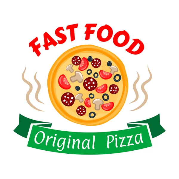 Icône de pizza Pepperoni pour la conception de menu pizzeria — Image vectorielle