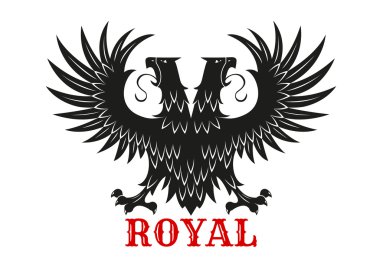 Kraliyet çift başlı kartal kara heraldik sembol