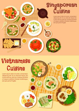 Vietnam ve Singapur mutfağı düz simgesi