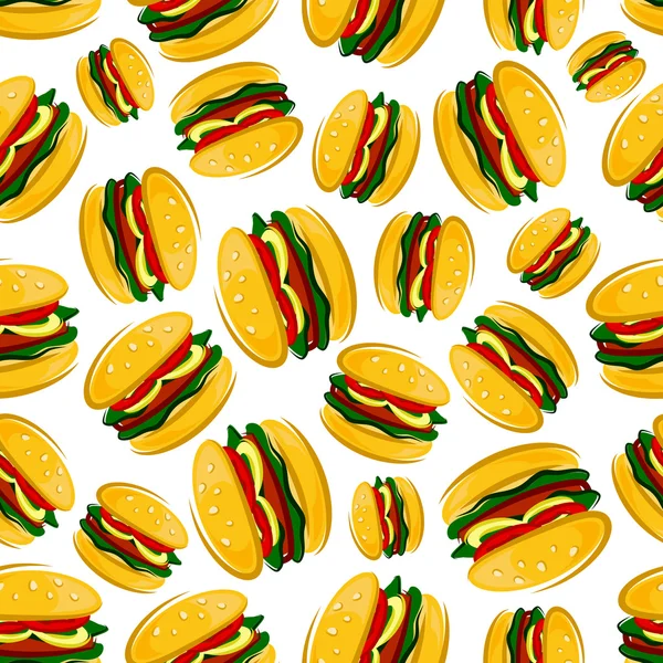 Seamless barbecue hamburgers pattern background — Stock Vector