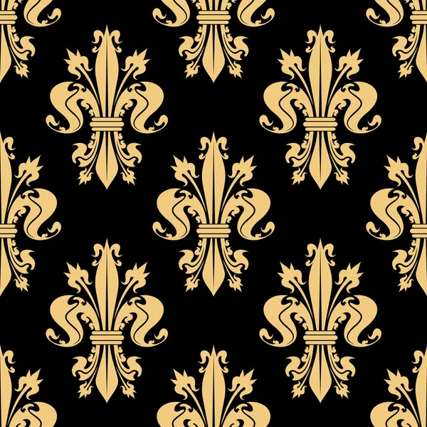 Modèle sans couture doré de fleur de lis royale — Image vectorielle