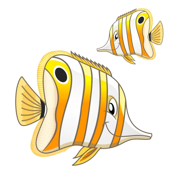 Cartoon tropical marine butterflyfish character — Stock Vector