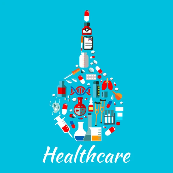 Orvosi beöntés szimbólum egészségügyi ellátás lapos ikonok — Stock Vector