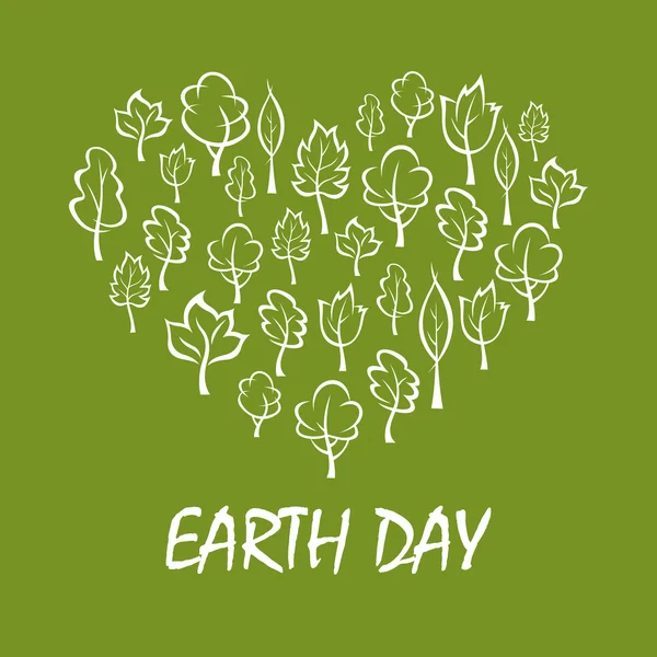 Heart with trees symbol for Earth Day design — Stock Vector