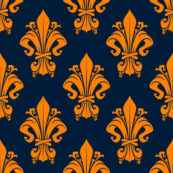 Medieval floral seamless pattern with fleur-de-lis — Stock Vector