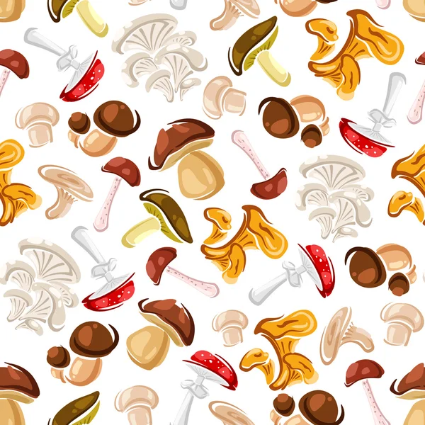 Wild forest mushrooms seamless pattern background — Stockvector