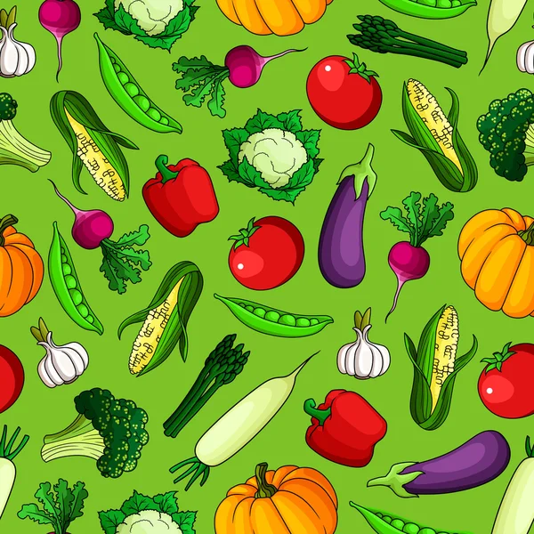 収穫したばかりの野菜のシームレスなパターン — ストックベクタ