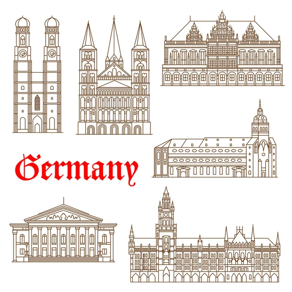 Famous landmarks of german architecture icon — Stock Vector