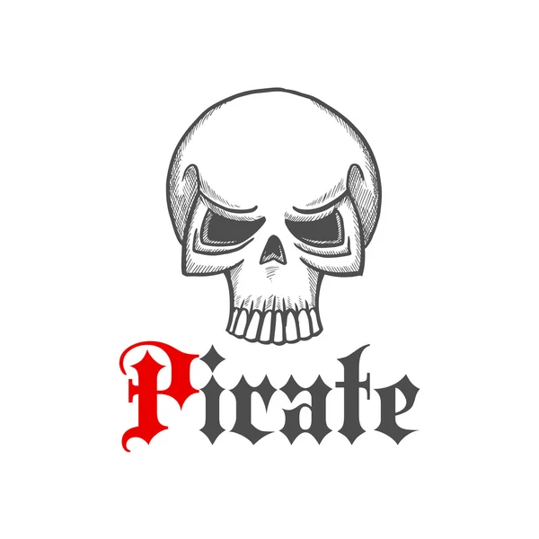 Piraat schedel of Jolly Roger symbool in schets stijl — Stockvector