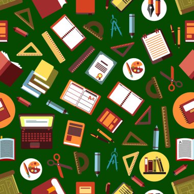 Dikişsiz okul malzemeleri düz desen arka plan