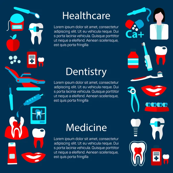 Diş hekimliği tedavi afiş tasarım şablonu — Stok Vektör