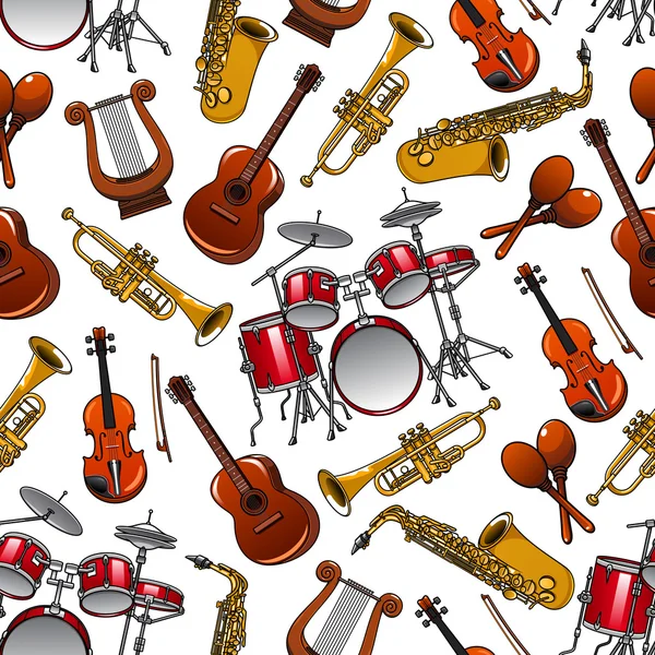 Modèle sans couture des instruments de musique de l'orchestre — Image vectorielle