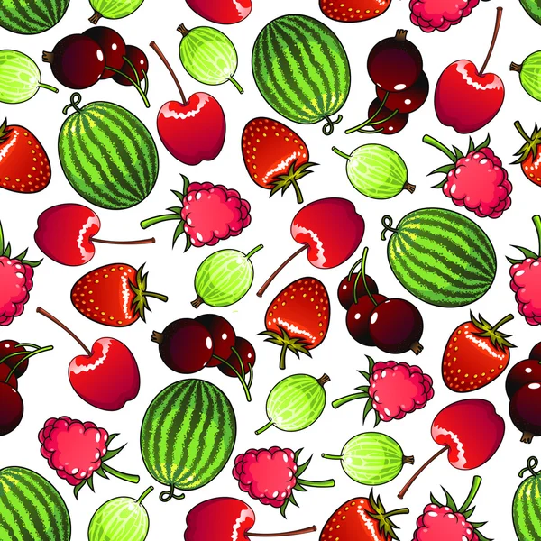 Бесшовные лесные ягоды и фруктовый узор — стоковый вектор