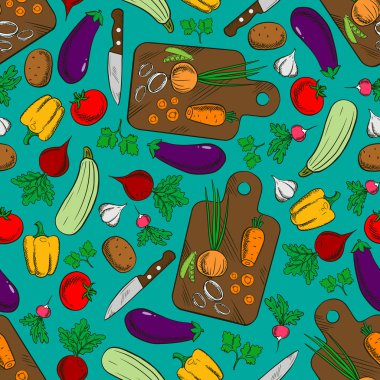 Sebze salatası hazırlama dikişsiz desen