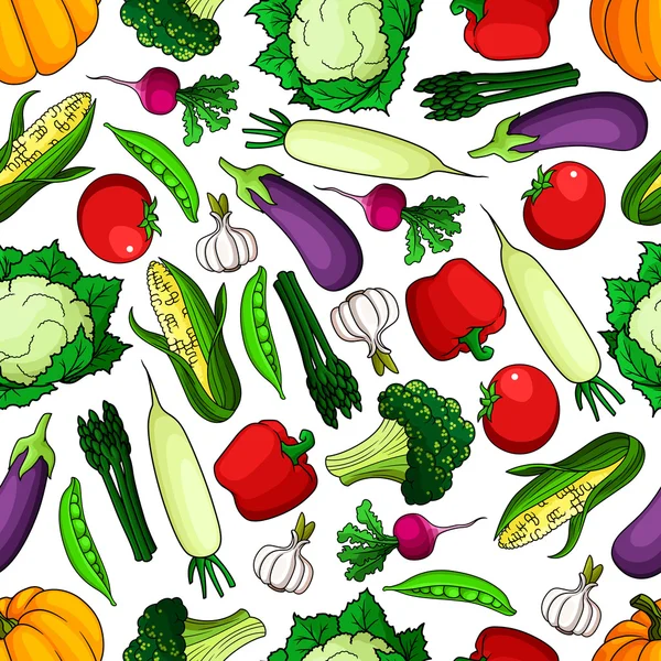 熟した健康的な農場の野菜シームレスなパターン — ストックベクタ