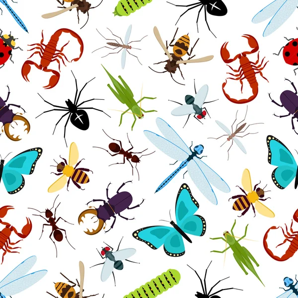 Colorful insect animals seamless pattern — Stock Vector