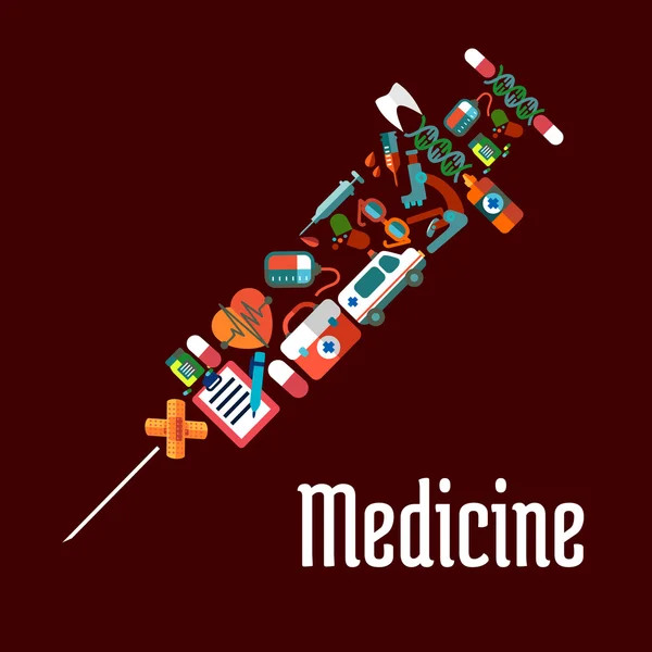 Syringe shaped health care or medicine icons — Stock Vector