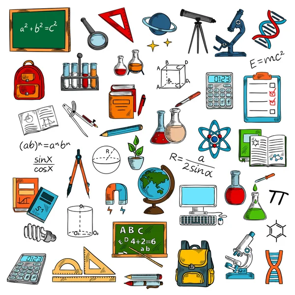 Skisser av skol-eller universitets utrustning — Stock vektor