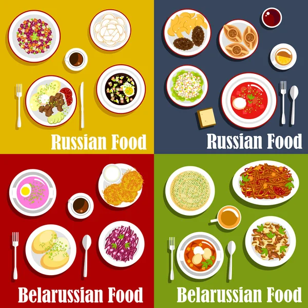 Cocina nacional rusa y belarusa — Vector de stock