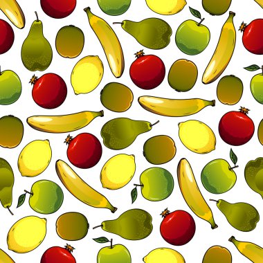 Meyveler dikişsiz desen beyaz izole