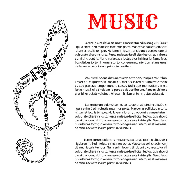 Music infographic template with treble clef — Stock Vector