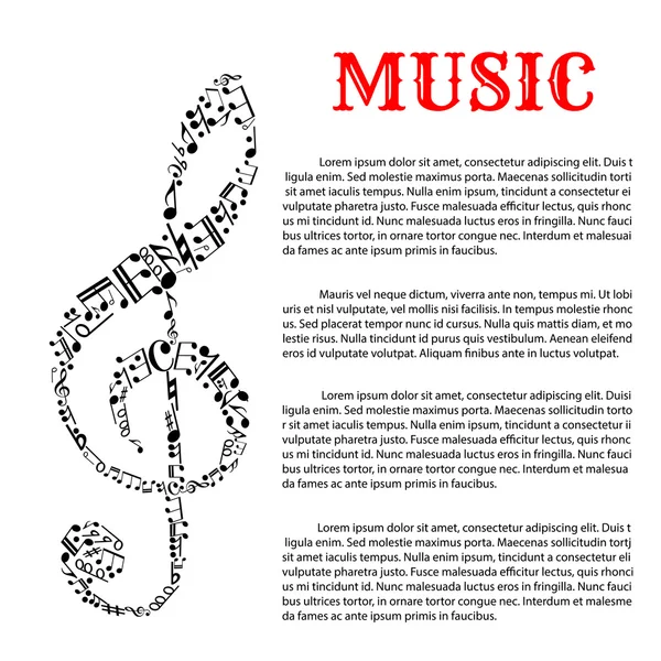 Muzyka Infografika szablon z TREBLE Clef — Wektor stockowy