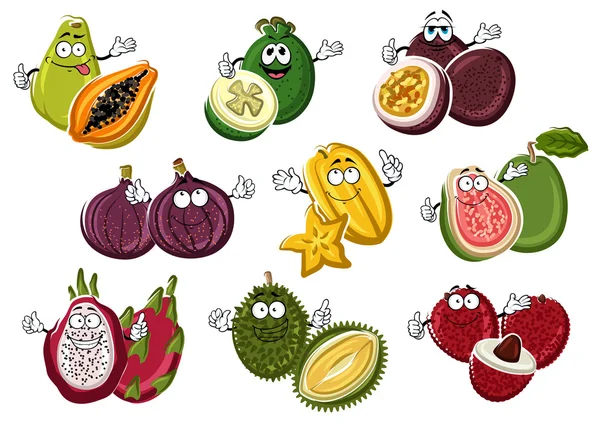 Fruits de dessin animé souriants et heureux avec les mains — Image vectorielle