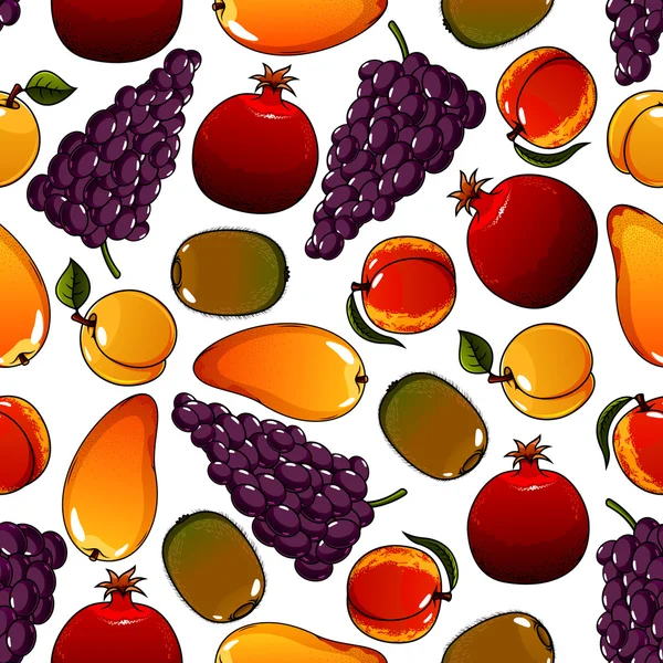 Vegetarian fruits seamless pattern isolated on white — Stock Vector