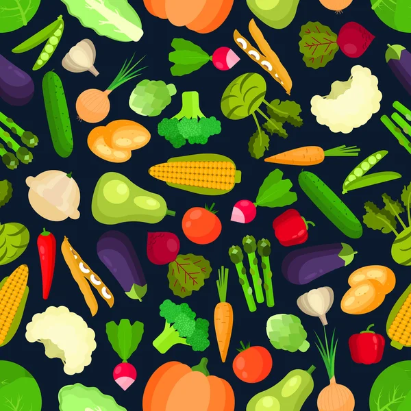 Verduras orgánicas patrón sin costura — Vector de stock