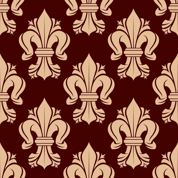 Heraldic fleur-de-lis tracery elements seamless pattern — Stock Vector