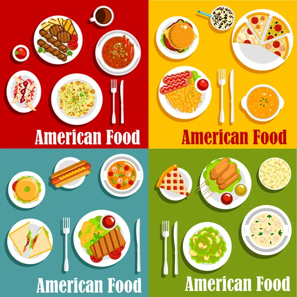 อาหารอเมริกาเหนือหรือสหรัฐอเมริกา — ภาพเวกเตอร์สต็อก