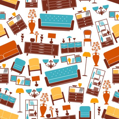 İç elemanları ile mobilya dikişsiz desen