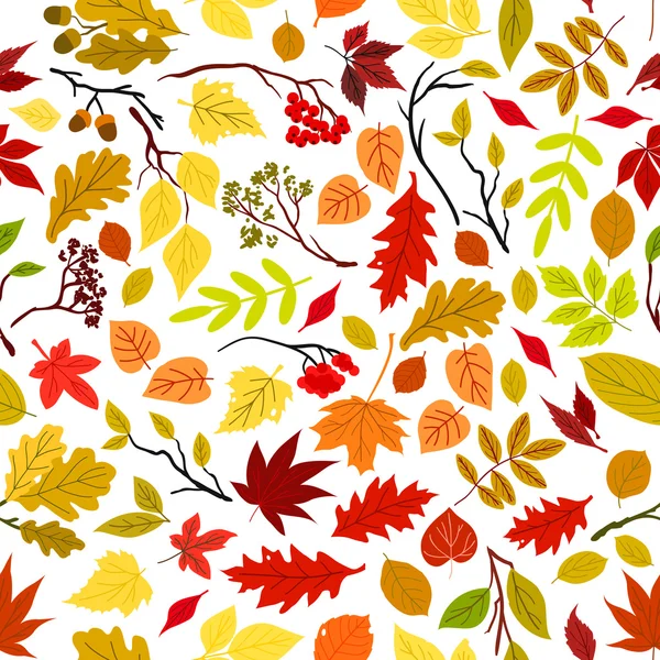 秋はシームレスなパターンの背景を残す. — ストックベクタ
