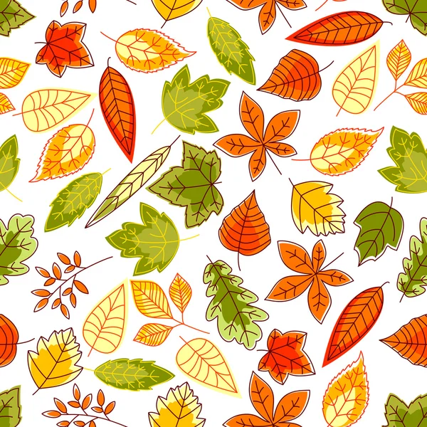 Autumn leaves pattern seamless background — Stock Vector