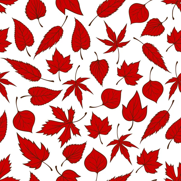 Feuilles rouges tombantes fond de motif sans couture — Image vectorielle