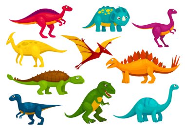 Dinozorlar karikatür koleksiyonu. Vektör hayvanlar