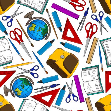 Okul malzemeleri ve aksesuarları deseni