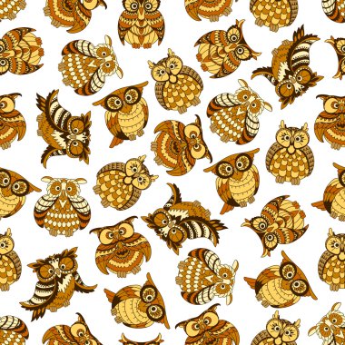 Baykuşlar ve baykuş kuşlar dikişsiz desen