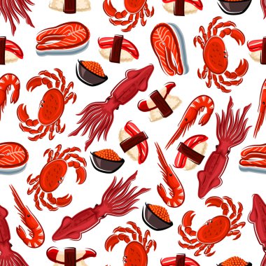 Dikişsiz balık, suşi ve kabuklular desen