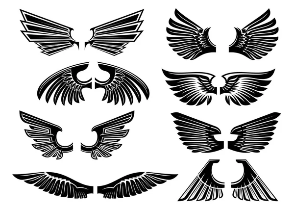 Alas de ángel tribales para heráldica o diseño de tatuaje — Vector de stock